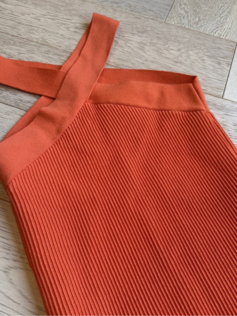 Babaton Orange Ribbed Sculpt Cross-Strap Dress Trending, Date Night, Bright